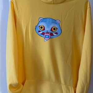 Yellow Graphic Hoodie – Cute Cartoon Design – Size XS